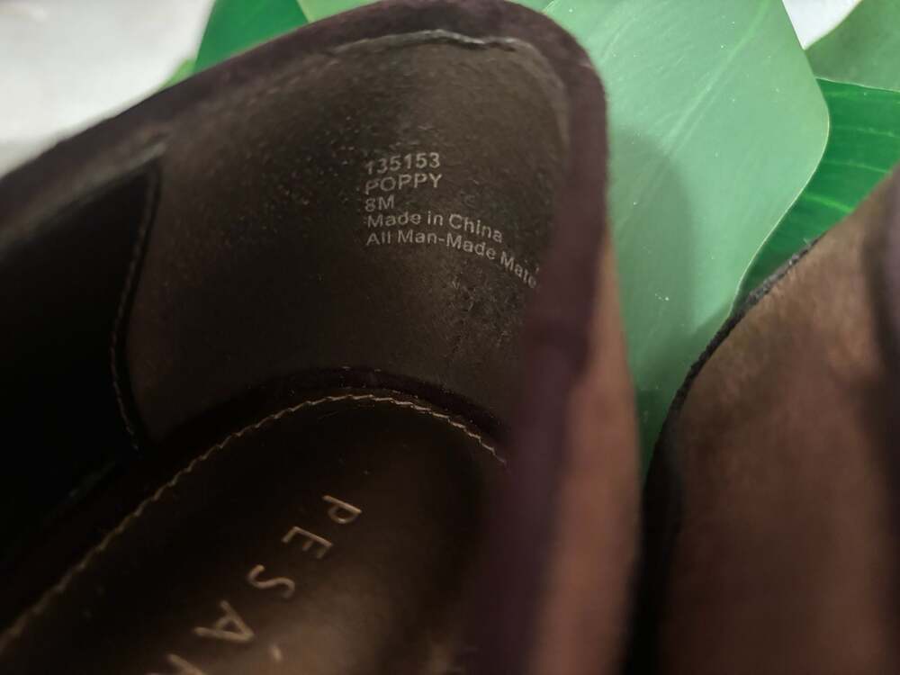 Pesaro Poppy Brown Two-Tone Faux Suede Almond-Toe Flats - Picture 3 of 5